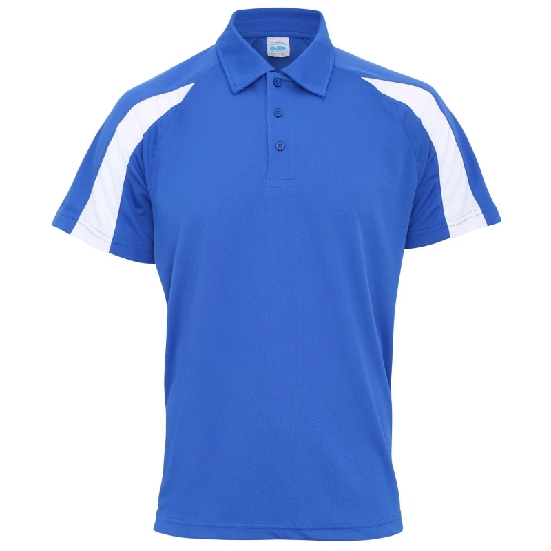 Image of AWDis AWDis Men Just Cool Short Sleeve Contrast Panel Polo Shirt in Blue Size: Small Blue S Male 5054171832507