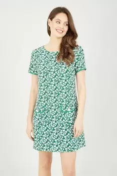 Image of Green Ditsy Print Tunic Dress