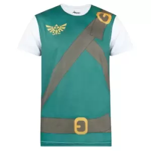 Image of The Legend of Zelda Mens Classic Costume Cosplay T-Shirt (XL) (White/Green/Brown)