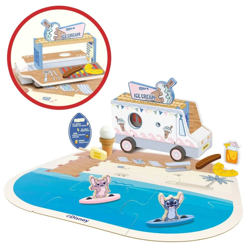 Image of Disney Lilo & Stitch Transforming Ice Cream Truck Wooden Imaginative Playset Multicolor Unisex