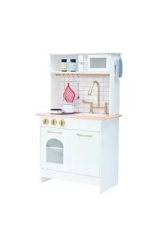 Image of Wooden Play Kitchen White Toy Cooker