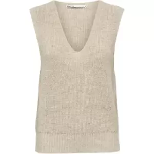 Image of Only V Neck Knit Vest - Beige