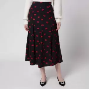 Image of Kate Spade New York Womens Lips Fluid Skirt - Black - UK 8