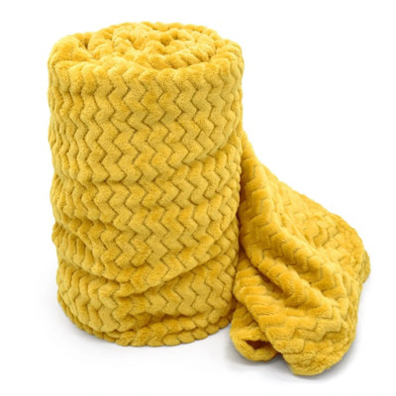 Image of Velosso Cosy Touch Chevron Pattern Faux Mink Throw Blanket - Luxurious Feel, High-Quality Weave For Sofa, Bed - 127Cm X 152Cm - Ochre