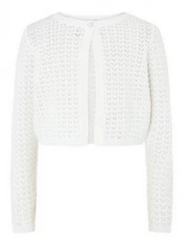 Image of Monsoon Girls S.E.W. Pebble Knit Bolero - Ivory, Size Age: 11-12 Years, Women