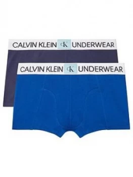 Image of Calvin Klein Boys 2 Pack Logo Waistband Boxer - Navy Blue