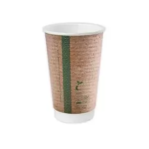 Image of Vegware Cup 16oz Double Wall Kraft Brown Pack of 400 VDW-16 VG92014