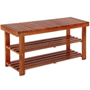 Image of Shoe Rack Acacia Wood 2 Shelves 90x32x46cm