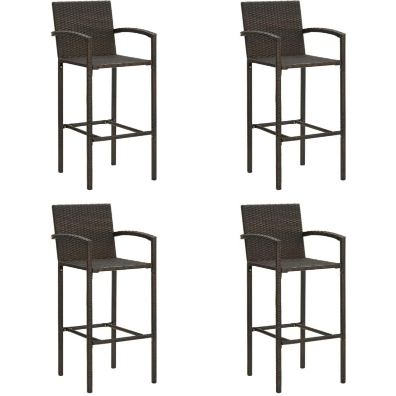 Image of VIDAXL Bar Stools 4 pcs Brown Poly Rattan Vidaxl 8720286146576