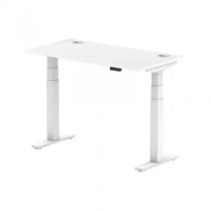 Image of Air 1200/600 White Height Adjustable Desk with Cable Ports with White Legs