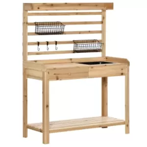 Image of Outsunny Potting Bench Table W/ Sieve Screen Removable Sink Hooks and Basket