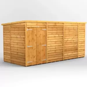 Image of 14X6 Power Overlap Pent Windowless Double Door Shed