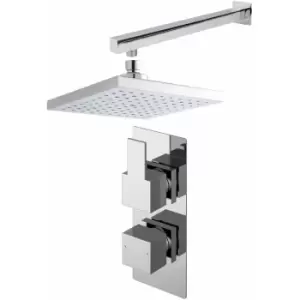 Image of Nuie - Sanford Twin Square Thermostatic Concealed Shower Valve with Fixed Head and Arm - Chrome