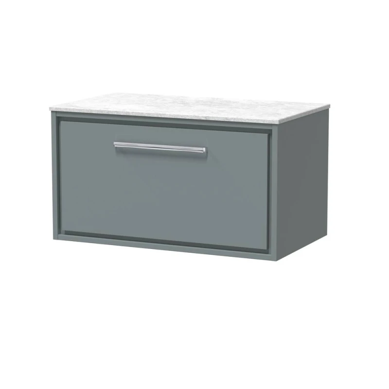 Image of Balterley 800mm Wall Hung Single Drawer Vanity & Marble Worktop - Coastal Grey Grey Unisex