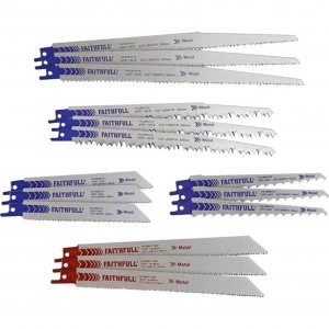 Image of Faithfull 15 Piece Blade Set for Reciprocating Saws