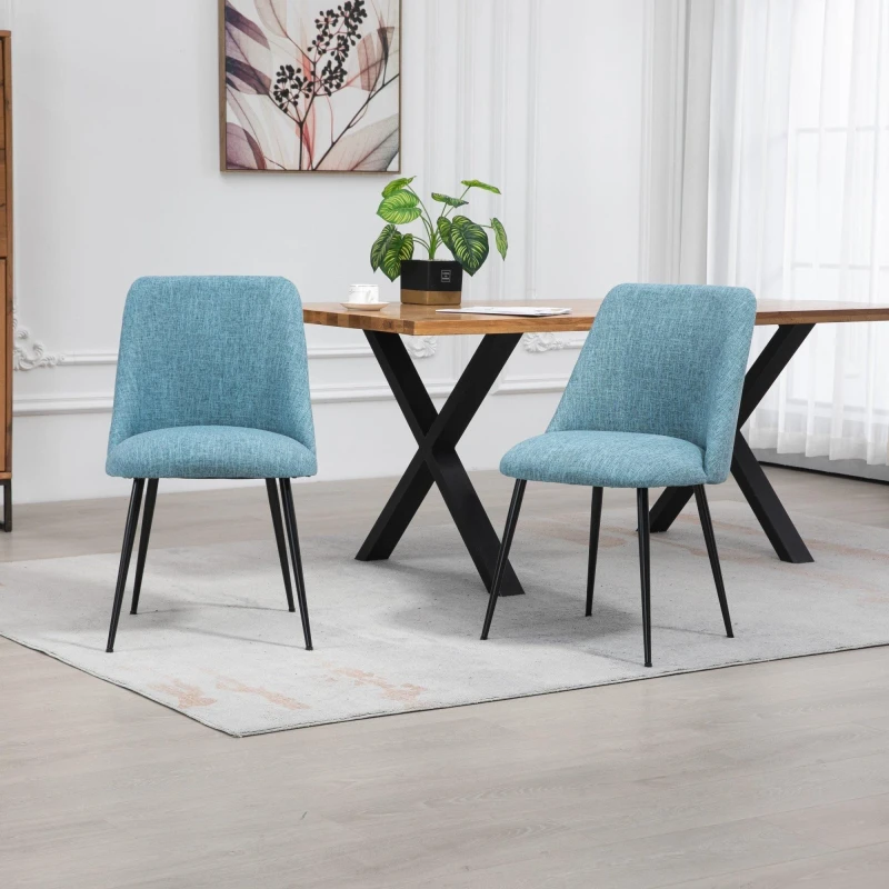 Image of Artemis Home Set of 2 Morandi Fabric Dining Chairs - Set of 2 in Teal Teal Unisex
