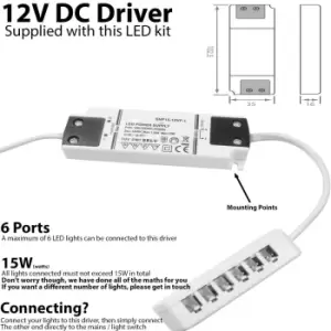 Image of 6x ALUMINIUM Slim Rectangle Under or Over Cabinet Kitchen Light & Driver Kit - Natural White LED
