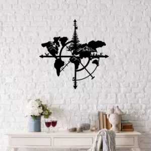 Image of Compass Map Nature Black Decorative Metal Wall Accessory