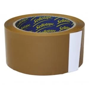 Image of Sellotape 50mm x 66m Waterproof Vinyl Case Sealing Tape Buff Pack of 6