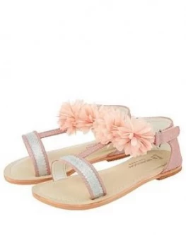 Image of Monsoon Baby Girls Cleo Corsage Walker Sandals - Pale Pink, Size 4 Younger