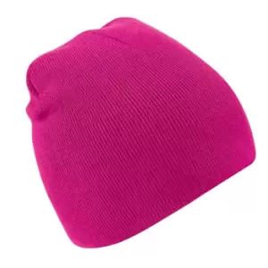 Image of Beechfield Plain Basic Knitted Winter Beanie Hat (One Size) (Fuchsia)