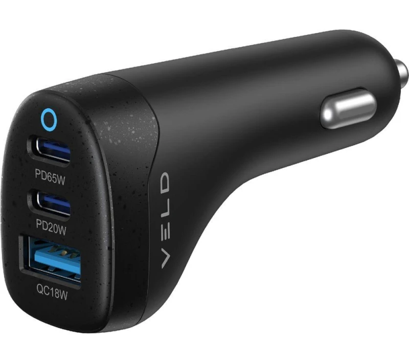 Image of VELD VC100JB Super Fast 3-Port 100 W Car Charger, Black 5014117983212