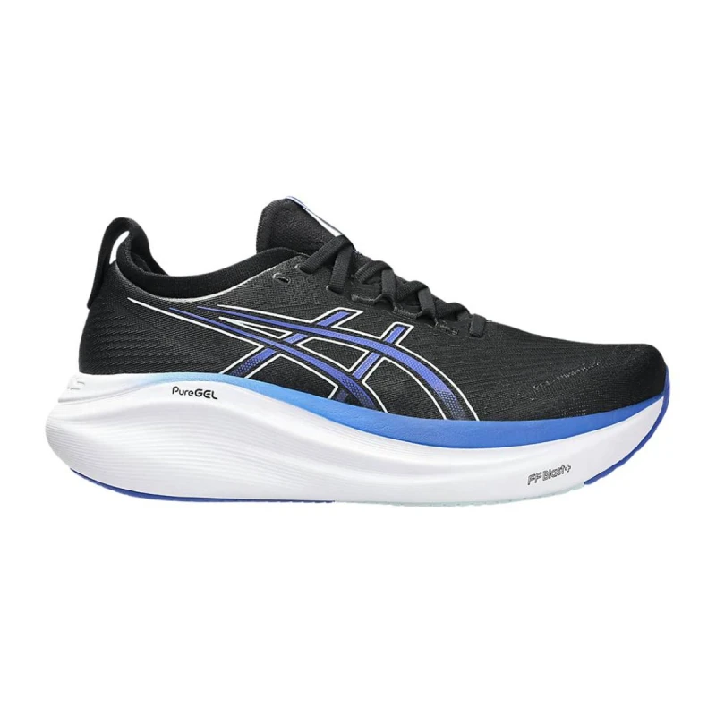 Image of Asics Gel-Nimbus 27 Shoes Black Blue AW25, Size 46 - EUR