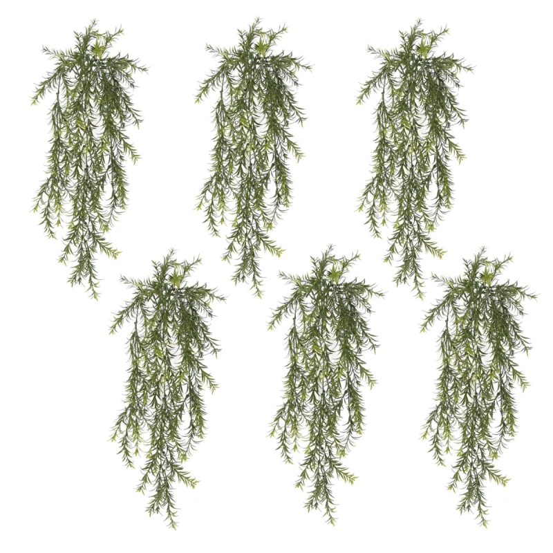 Image of N/A Pack of 6 x Hanging UV and Fire Resistant Artificial Spider Fern Plant 78cm