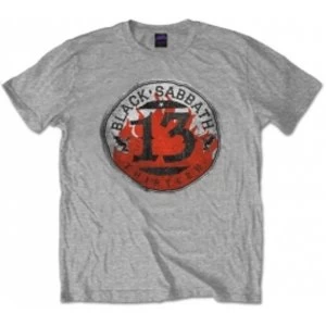 Image of Black Sabbath 13 Flame Circle Grey T Shirt: Medium