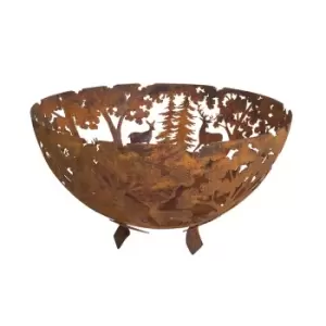 Image of Fancy Flames Laser Cut Woodland Fire Bowl - Rust