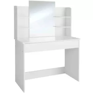 Image of TecTake Camille Dressing Table With Mirror, Drawer And Storage Shelves
