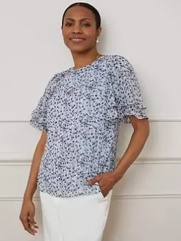 Image of Wallis Ruffle Sleeve Blouse - Ivory, Cream, Size 12, Women