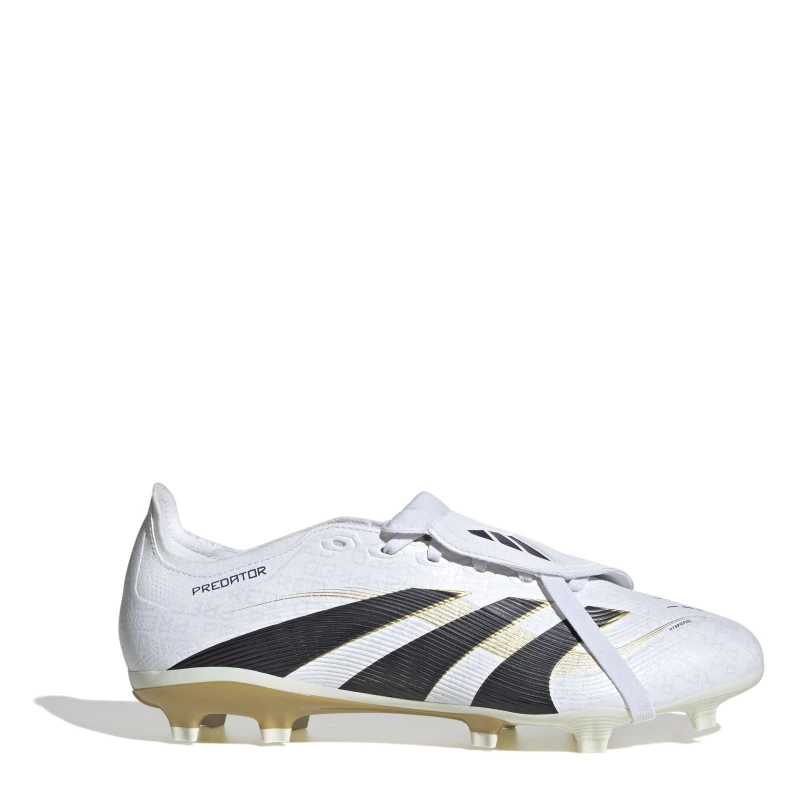 Image of adidas Predator League Fold-Over Tongue Firm Ground Football Boots White/Blk/Gold male 10.5(45.3)
