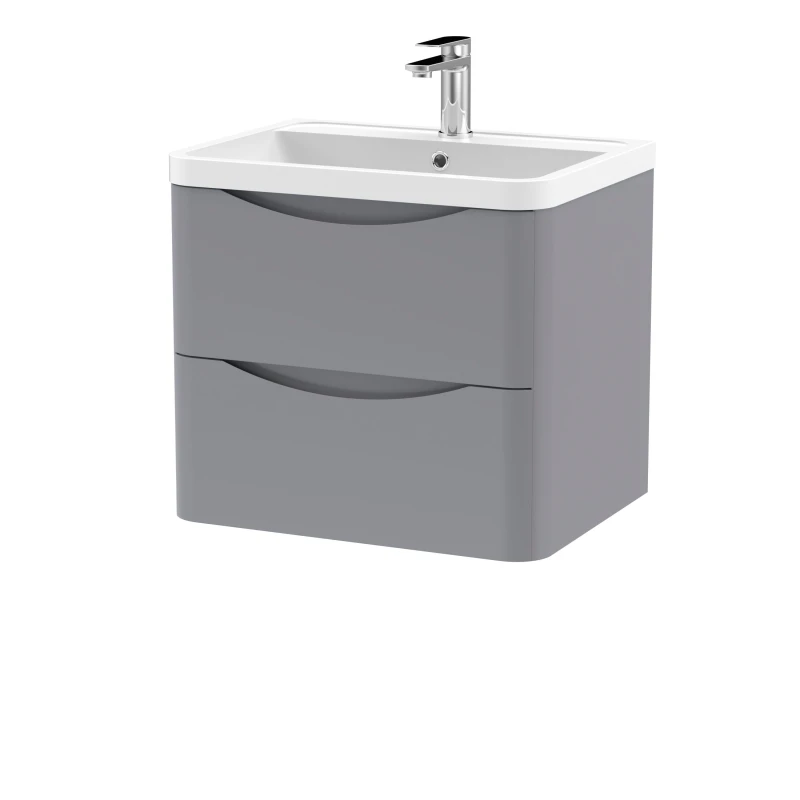 Image of Balterley Wall Hung 2 Drawer Vanity Basin Unit with Polymarble Basin Grey 600mm Grey