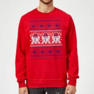 Image of Star Wars R2D2 Christmas Knit Red Christmas Sweatshirt - S - Red