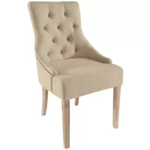 Image of Pair of Stella Solid Larch Wood Dining Chairs Upholstered Fabric - Oatmeal - Cream