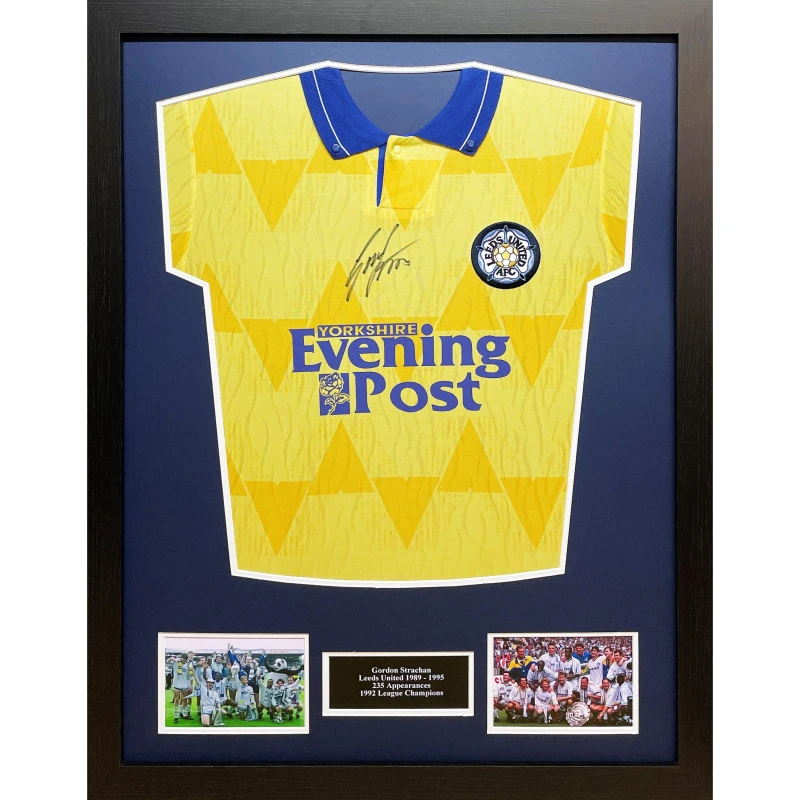Image of Leeds United FC Gordon Strachan signed Leeds official retro shirt White unisex One Size