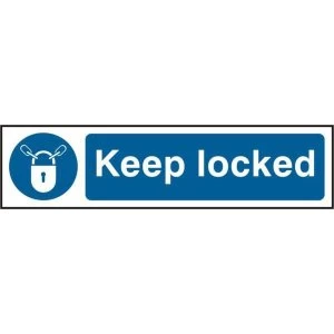 Image of ASEC Keep Locked 200mm x 50mm PVC Self Adhesive Sign