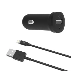 Image of Griffin Single Port 2.4A USB Car Charger with 1M Lightning Cable - Bla