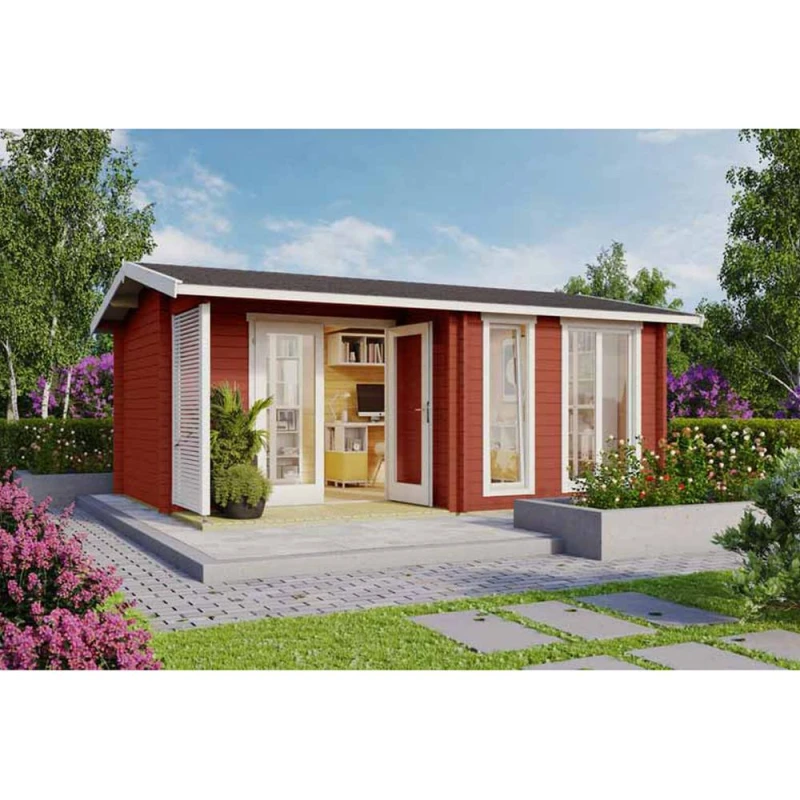 Image of Lasita Maja Ltd Brighton 70-Log Cabin, Home Office - L580xW430.8xH241.81cm in Red Red Unisex