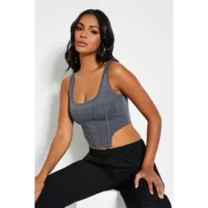 Image of I Saw It First Jersey Corset Top - Grey