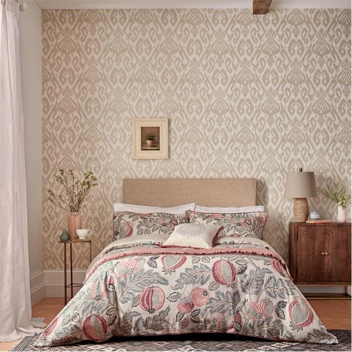 Image of Sanderson Rose Cotton Sateen 200 Thread Count 'Cantaloupe' Duvet Cover - double