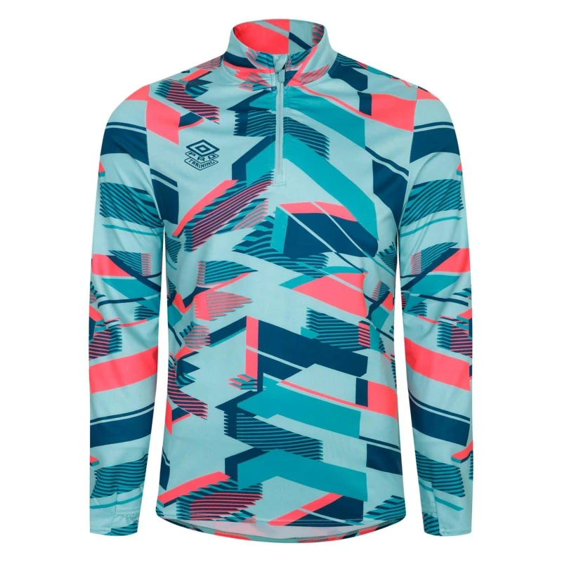 Image of Umbro Premier Graphic Warm Up Mid Layer Top Blue Pink male S