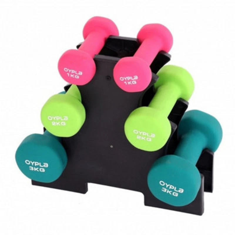 Image of Oypla 12Kg Neoprene Hand Dumbbell Workout Weight Set Including Stand