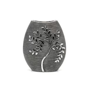 Image of Hestia Silver Luxe Textured Grey Branch 24cm Oval Vase