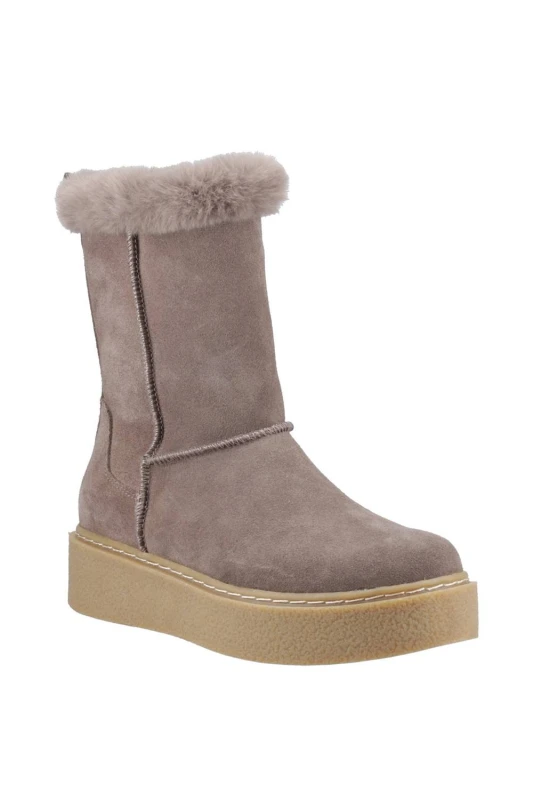 Image of Hush Puppies Womens Becca Mid Boot in Taupe Size: 6 Taupe Female 6