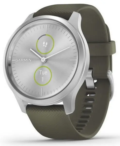 Image of Garmin Watch Vivomove Style Silver Aluminium Case Moss Silicone GMN-225