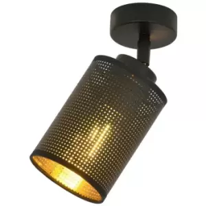 Image of Emibig Bronx Black Single Spotlight with Black Fabric Shades, 1x E14