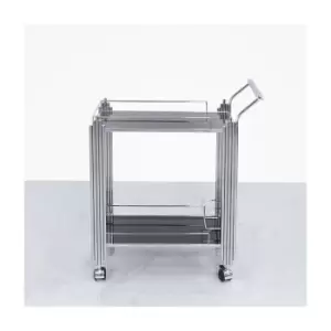 Image of Aurora Boutique Mirrored Drinks Trolley Black Glass