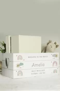 Image of Personalised Rainbow White Wooden Crate
